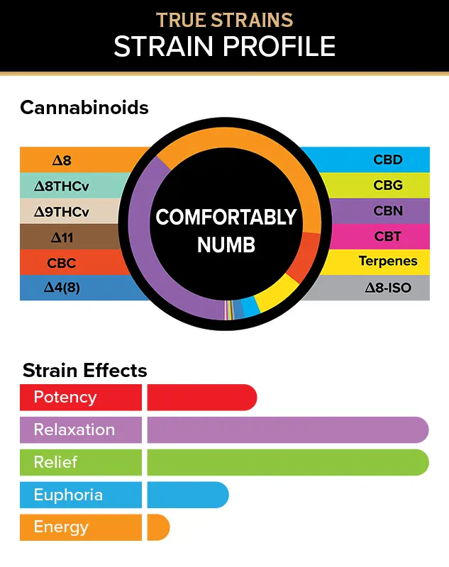 3Chi True Strains Cannabis 2ml Pod–Comfortably Numb (Indica) - Image 2