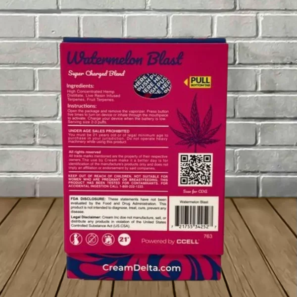 Cream Live Resin Super Charged D8 + THCP Blend Disposable 7g - Image 2