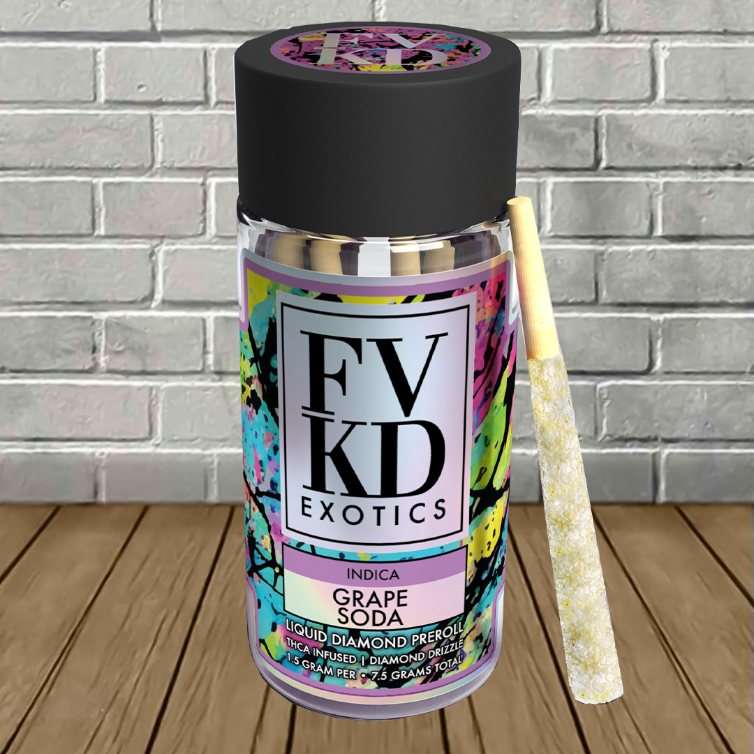 FVKD Exotics THCa Liquid Diamond Prerolls 5ct - Image 5