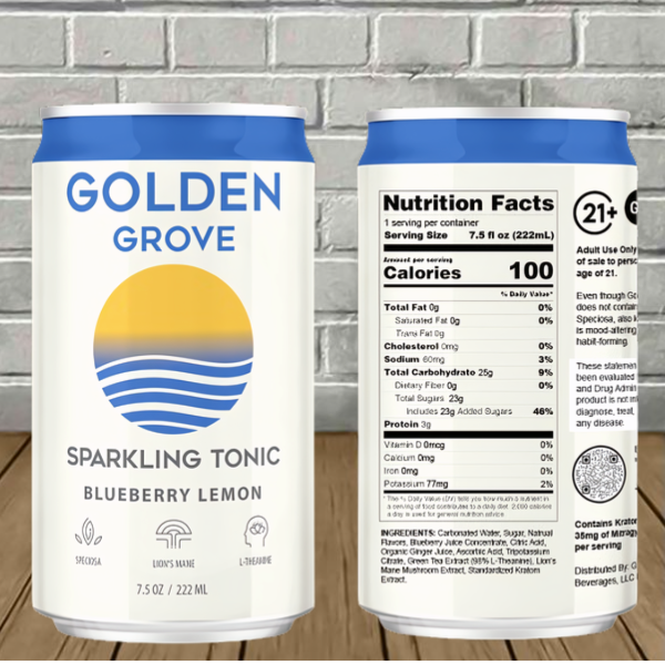 Golden Grove Kratom + Lion’s Mane Sparkling Tonic 7.5oz - Image 4
