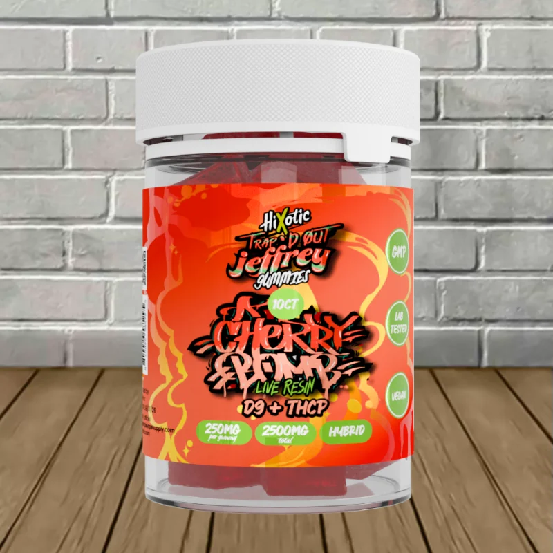 Hixotic Trap’d Out Jeffrey Live Resin D9 + THCP Gummies 10ct - Image 2