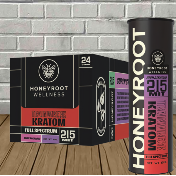 Honeyroot Full Spectrum High Alkaloid Blackout Kratom Shot 215mg TRAINWRECK - Image 2
