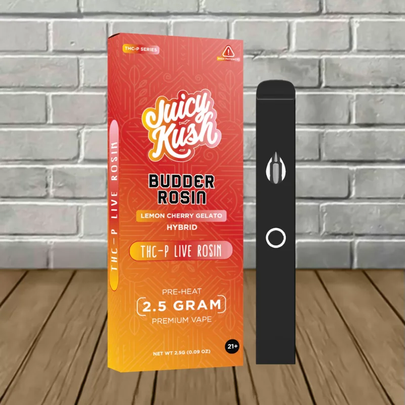 Juicy Kush Budder Rosin THCp + D8 2.5g Disposable - Image 5