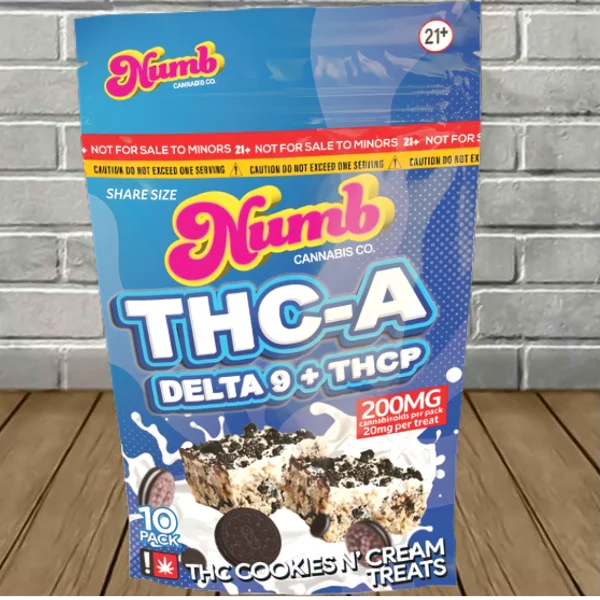 Numb Cannabis Co THCa + D9 + THCP Cookies N’ Cream Krispies Treats 200mg — DISCONTINUED