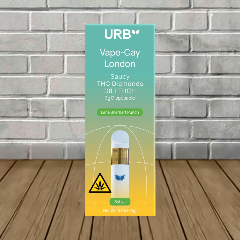 URB Vape-Cay London Saucy D8 | THCh Diamonds Disposable 3g - Image 3