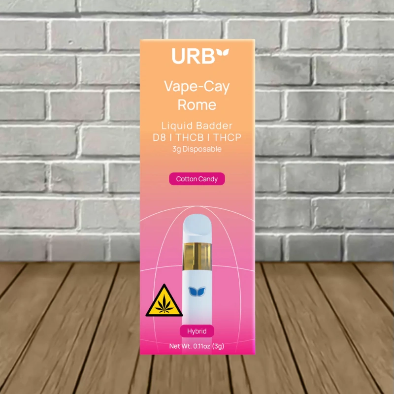 URB Vape-Cay Rome D8 | THCb | THCp Liquid Badder Disposable 3g - Image 2