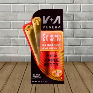 Alternative view of Venera Honey Holes Live Rosin Core THCa Prerolls 2x2g