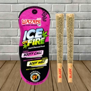 Alternative view of Wazabi Exotics Ice on Fire THCp Liquid Diamond Prerolls 4g