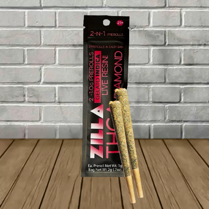 Zilla THCa Live Resin Diamond Prerolls 2ct x 1g - Image 2