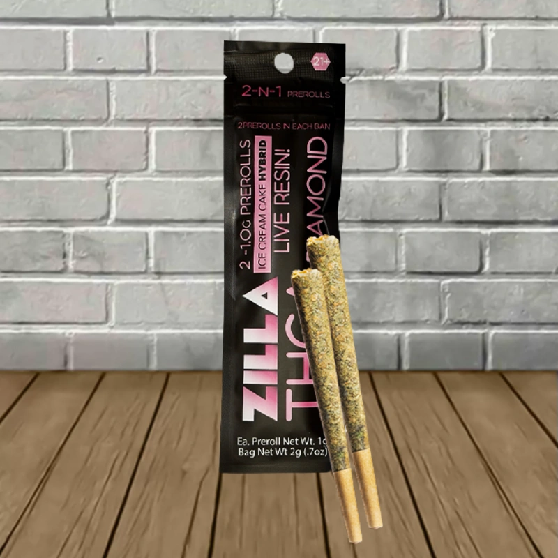 Zilla THCa Live Resin Diamond Prerolls 2ct x 1g - Image 3
