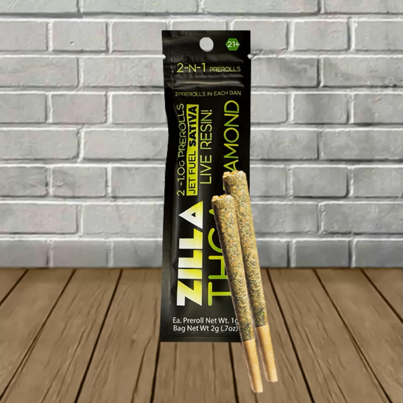Zilla THCa Live Resin Diamond Prerolls 2ct x 1g - Image 4