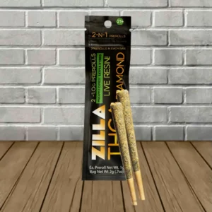 Zilla THCa Live Resin Diamond Prerolls 2ct x 1g