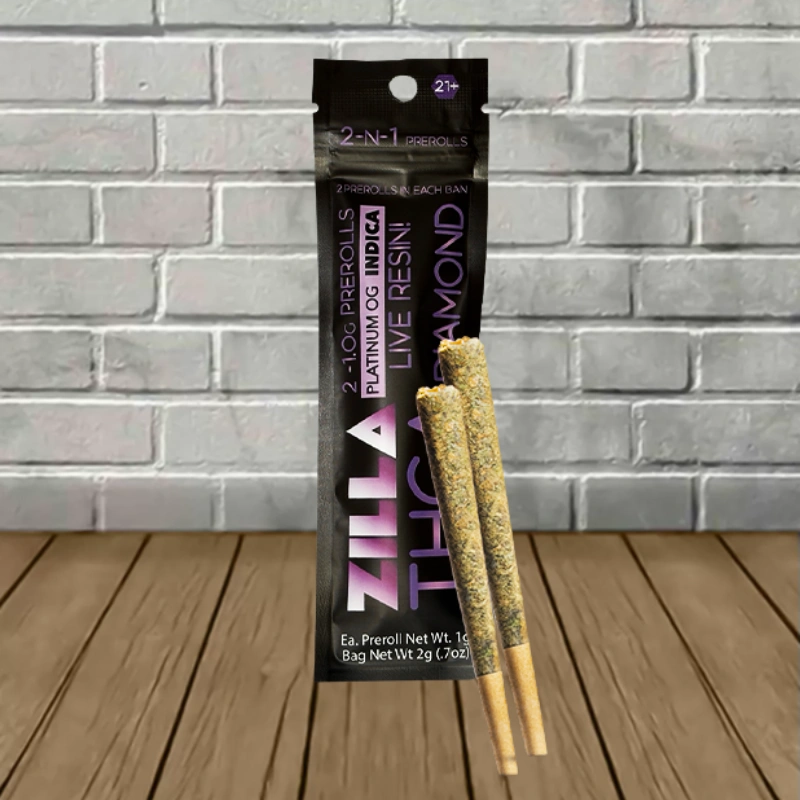 Zilla THCa Live Resin Diamond Prerolls 2ct x 1g - Image 7