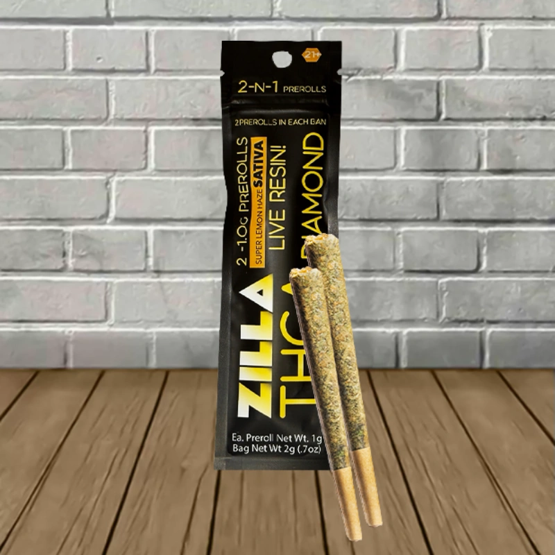 Zilla THCa Live Resin Diamond Prerolls 2ct x 1g - Image 8