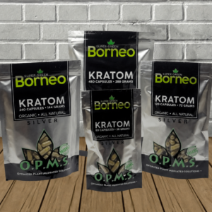 OPMS Silver Kratom Capsules | Super Green Borneo