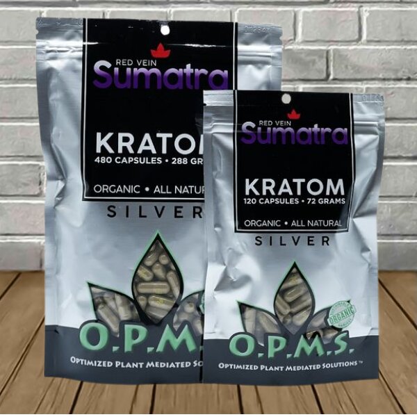 OPMS Silver Kratom Capsules | Red Vein Sumatra