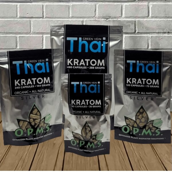 OPMS Silver – Green Vein – Thai Kratom Capsules